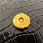 KATE TASSEL 20 BLACK CROCODILE PATTERN CALFSKIN WITH GOLD LOGO