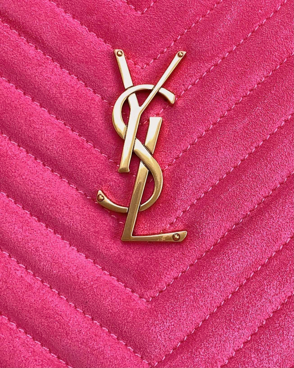 LOU CAMERA BAG 23 IN BRIGHT PINK SUEDE AND CALFSKIN TRIM