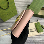 BLONDIE INTERLOCK MINI-SCHULTERTASCHE 12 ZOLL HELLROSA KALBSLEDER GOLDKETTE