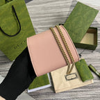 BLONDIE INTERLOCK MINI-SCHULTERTASCHE 12 ZOLL HELLROSA KALBSLEDER GOLDKETTE