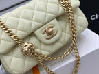 CC SMALL 20 FLAP BAG IN NEON YELLOW CALFSKIN GOLD HARDWARE