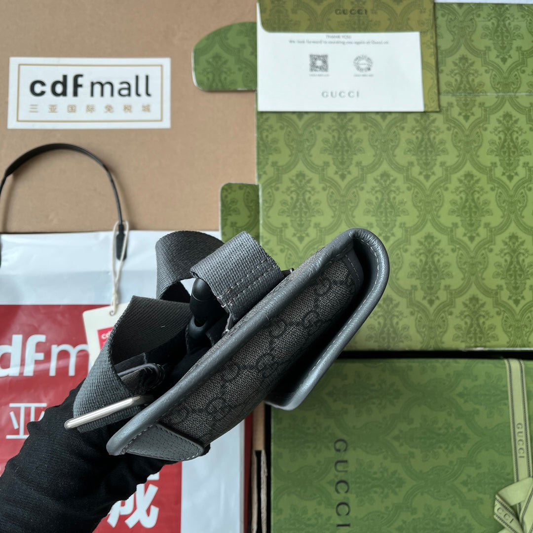 OPHIDIA BELT BAG 24 IN DARK GREY GG CALFSKIN