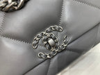19 FLAP BAG 26 DARK GREY GOATSKIN SILVER HARDWARE