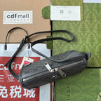 OPHIDIA MESSENGER BAG 35 IN GREY BLACK GG CALFSKIN