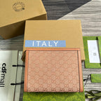 OPHIDIA GG 27 BAG IN LIGHT PINK CANVAS AND CALFKSKIN