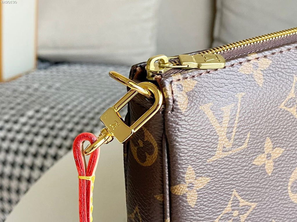 LV 25S POCHETTE ACCESSOIRES 21 IN BROWN MONOGRAM CANVAS GOLD HARDWARE