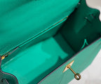 KELLY 25CM IN VERT VERTIGO EPSOM KALBSLEDER GOLDENE BESCHLÄGE