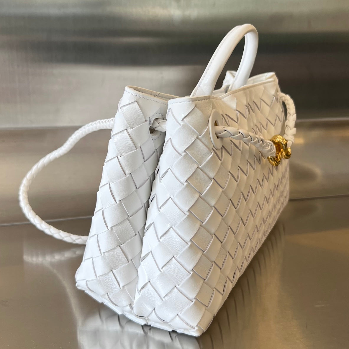 SMALL ANDIAMO 29 IN WHITE LAMBSKIN