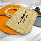 RIVE GAUCHE TOTE BAG 38 IN LIGHT YELLOW RAFFIA