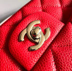 MINI RECTANGLE FLAP BAG 20CM RED CAVIAR SILVER HARDWARE