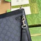 OPHIDIA POUCH 26 IN DARK BLUE MONOGRAM CANVAS AND BLACK LAMBSKIN TRIM