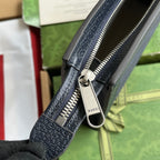 OPHIDIA POUCH 26 IN DARK BLUE MONOGRAM CANVAS AND BLACK LAMBSKIN TRIM