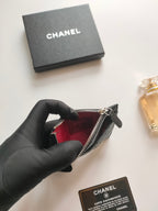 Kartenetui mit Reißverschluss, 11,5 cm, schwarzes genarbtes Kalbsleder, Gold Icon