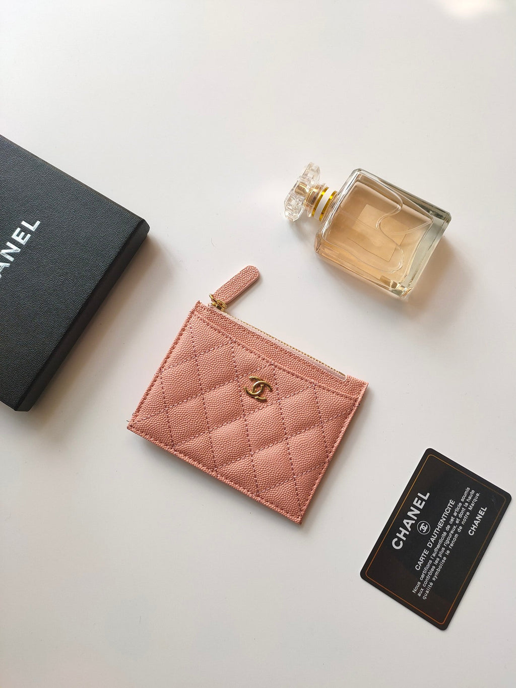 Kartenetui mit Reißverschluss, 11,5 cm, pfirsichfarbenes Kalbsleder, Gold Icon