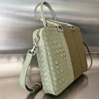 GROSSE INTRECCIATO 40 AKTENKOFFER AUS MUD MIX TRAVERTINE-KALBLEDER