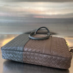 GROSSE INTRECCIATO 40 AKTENKOFFER IN HELLBRAUNEM UND DUNKELGRÜNEM KALBSLEDER