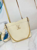 LOCK AND WALK 20 IN CREME GEGENNABTES KALBSLEDER GOLDENE BESCHLÄGE