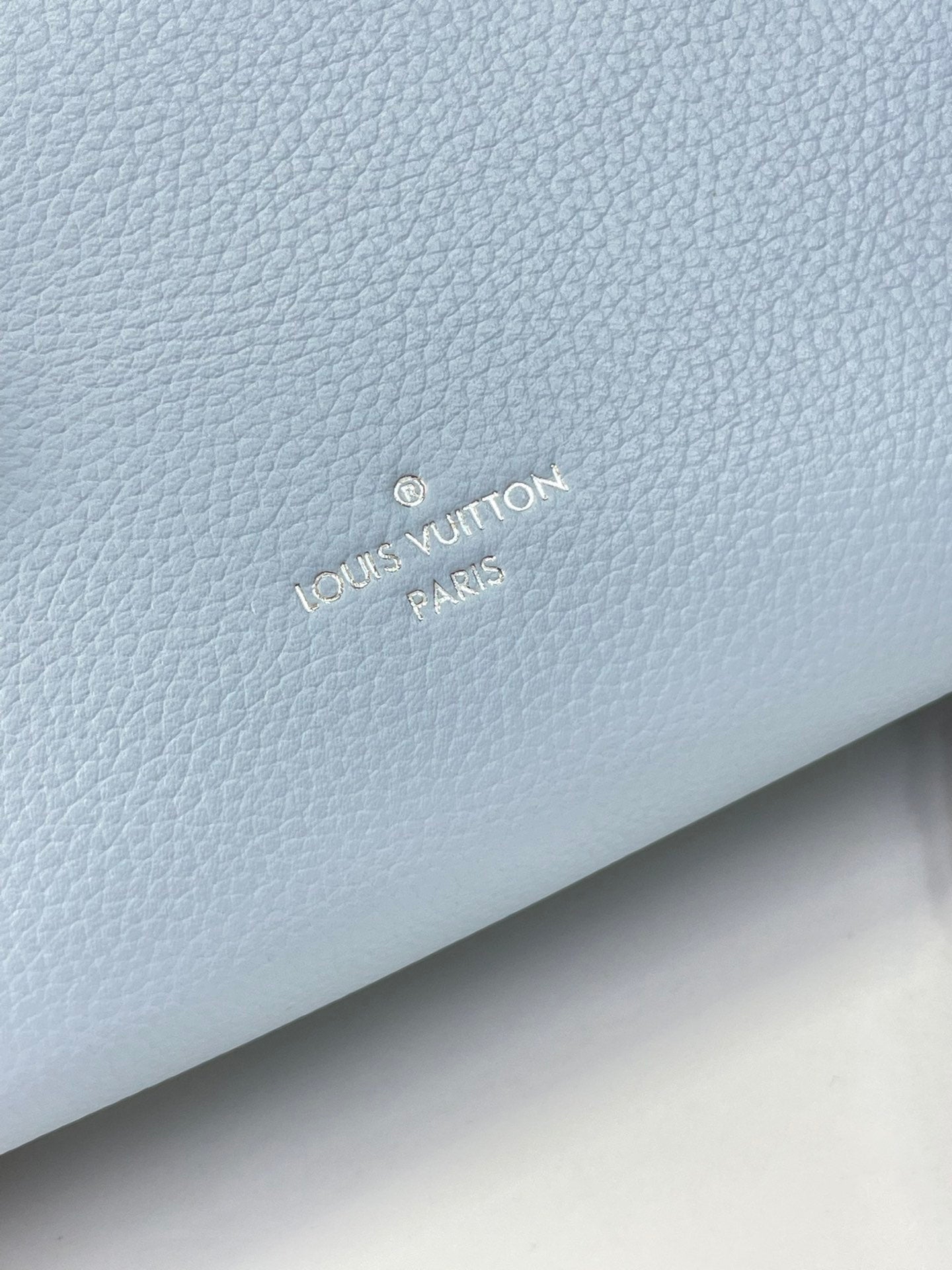 SEITENKOFFER MINI 18 ZOLL HIMMELBLAUES KALBSLEDER SILBERNE BESCHLÄGE