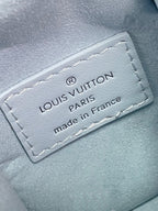 SEITENKOFFER MINI 18 ZOLL HIMMELBLAUES KALBSLEDER SILBERNE BESCHLÄGE