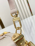 SIDE TRUNK MINI 18 IN WHITE CALFSKIN GOLD HARDWARE