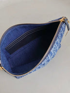 DIORSTAR 28 HOBO-TASCHE MIT KETTE, BLAUER DENIM, OBLIQUE-JACQUARD