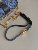 21 MONGTAIGNE EAST-WET MIT KETTE BLAUER DENIM OBLIQUE JACQUARD