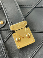 SIDE TRUNK 21 IN BLACK LAMBSKIN WITH CRISS CROSS PATTERN GOLD HARDWARE