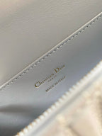 MEDIUM FLAP BAG 22 IN BABY BLUE QUILTED ALLOVER CALFSKIN