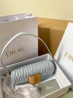 MEDIUM FLAP BAG 22 IN BABY BLUE QUILTED ALLOVER CALFSKIN