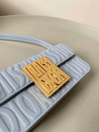 MEDIUM FLAP BAG 22 IN BABY BLUE QUILTED ALLOVER CALFSKIN