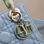 MINI LADY BAG 17 IN BABY BLUE QUILTED MACROCANNAGE CALFSELD GRUPPENRIEMEN