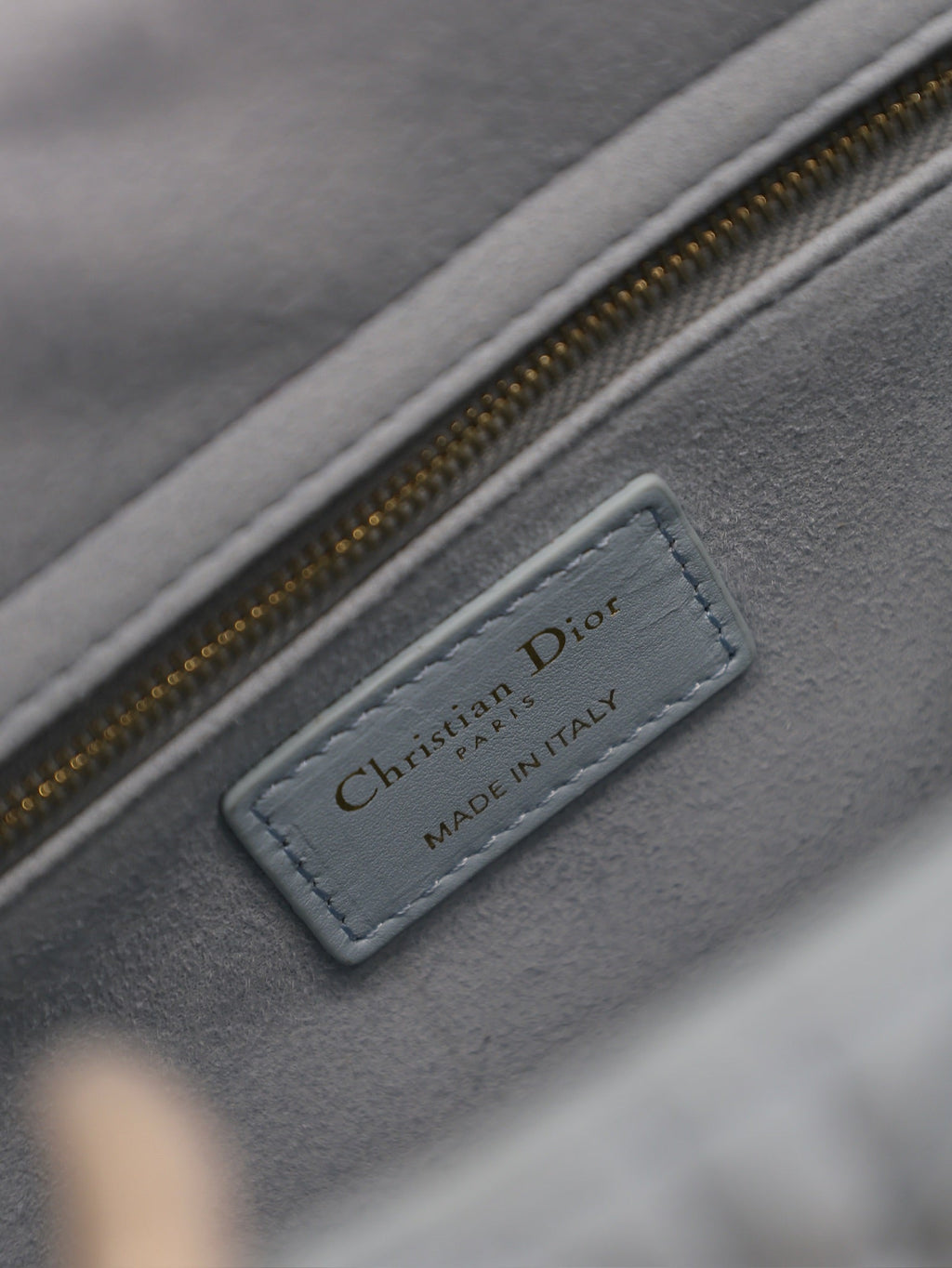 LADY BAG 24 IN BABY BLUE QUILTED MACROCANNAGE CALFSKIN GREEN STRAP