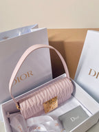 MEDIUM FLAP BAG 22 IN BABY PINK QUILTED ALLOVER CALFSKIN