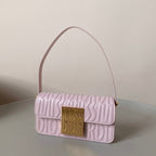 MEDIUM FLAP BAG 22 IN BABY PINK QUILTED ALLOVER CALFSKIN