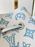 BELLA 22 IN WHITE PERFORATED CALFSKIN SILVER HARDWARE