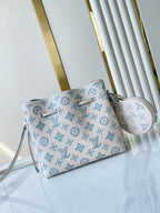 BELLA 22 IN WHITE PERFORATED CALFSKIN SILVER HARDWARE