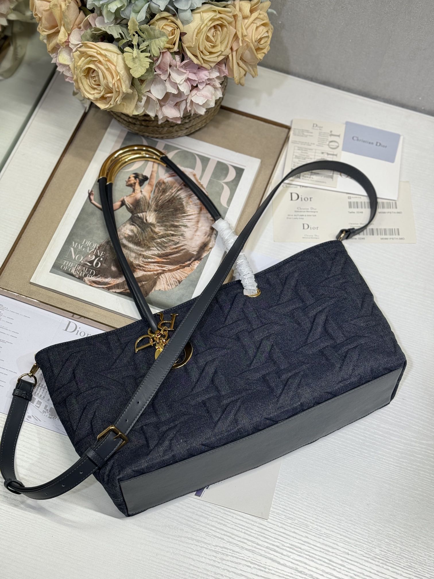 MEDIUM 37 TOUJOURS BAG IN BLACK CANNAGE DENIM