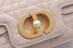 JOLIE TOP HANDLE BAG 19 IN PALE PINK CANNAGE CALFSKIN