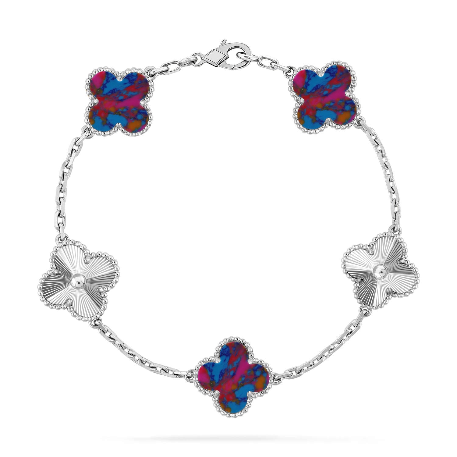 [⭐JeweliWhal]CLOVER 5 MOTIF COLOR GEMSTONES BRACELET COLLECTION