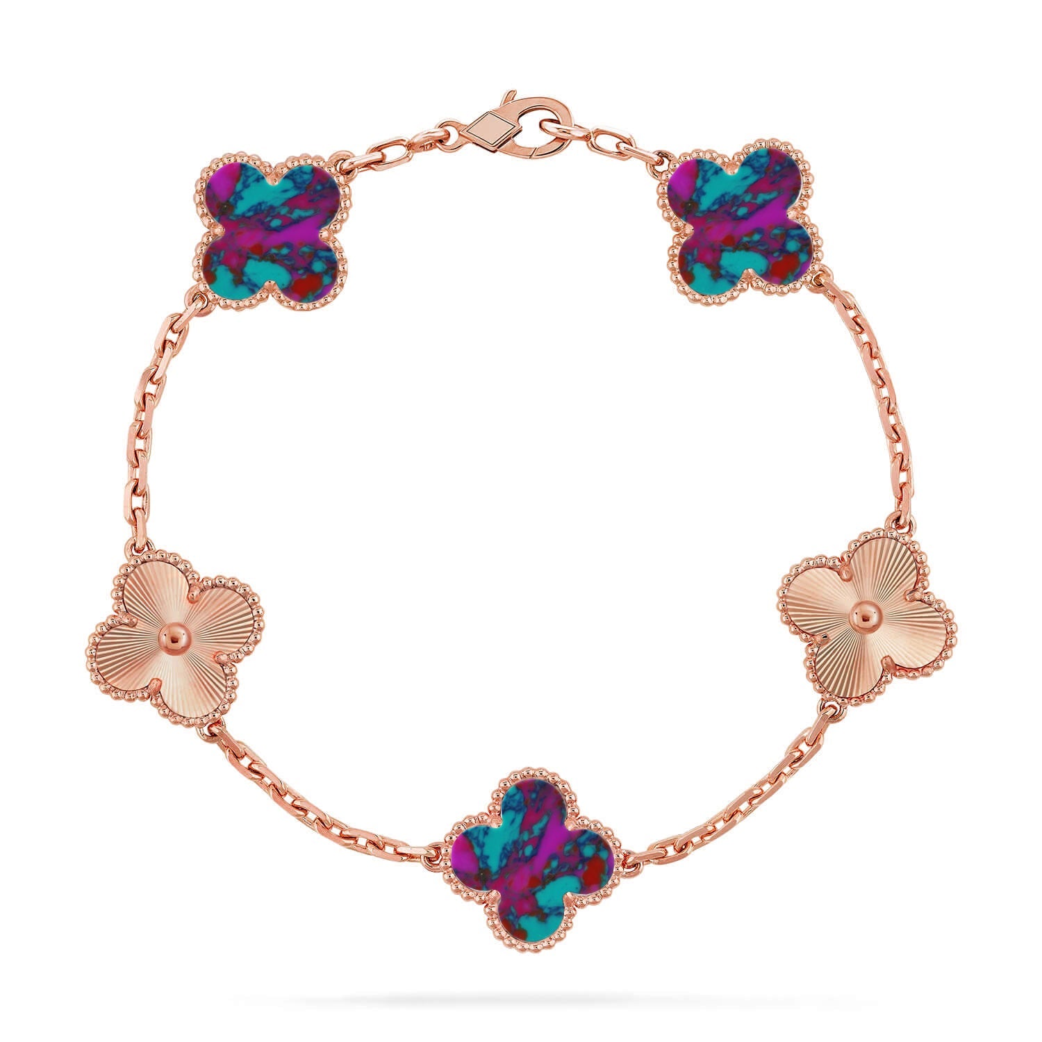 [⭐JeweliWhal]CLOVER 5 MOTIF COLOR GEMSTONES BRACELET COLLECTION