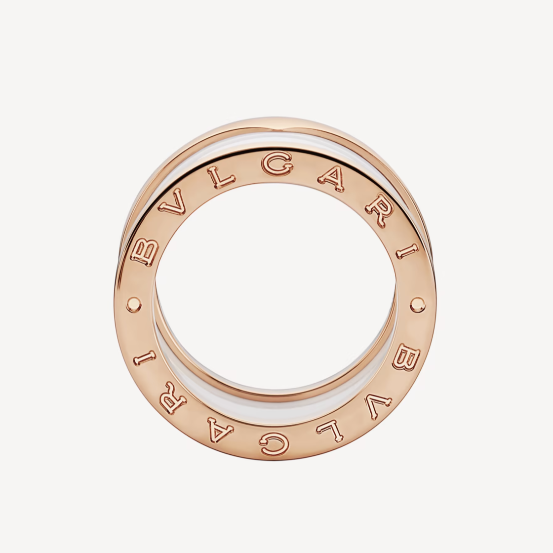 ¡®Jewelicorn¡¯ZERO 1 FOUR-BAND LOOPS AND WHITE CERAMIC SPIRAL PINK GOLD RING
