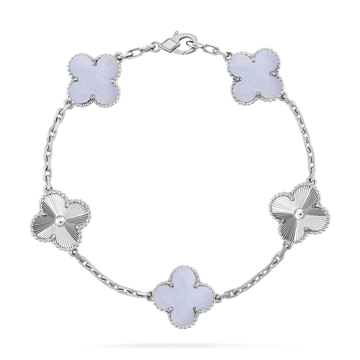 [⭐JeweliWhal] CLOVER 5 MOTIF PURPLE CHALCEDONY BRACELET COLLECTION