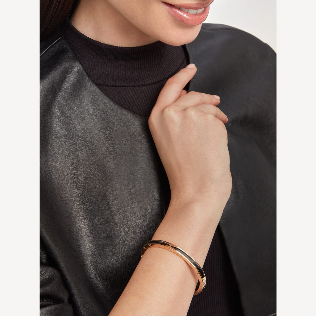 Jewelicorn ZERO 1 Armband aus roségoldenem Keramik mit schwarzer Keramik