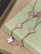 [⭐JeweliWhal]Pink Necklace with Ten Clover Designs