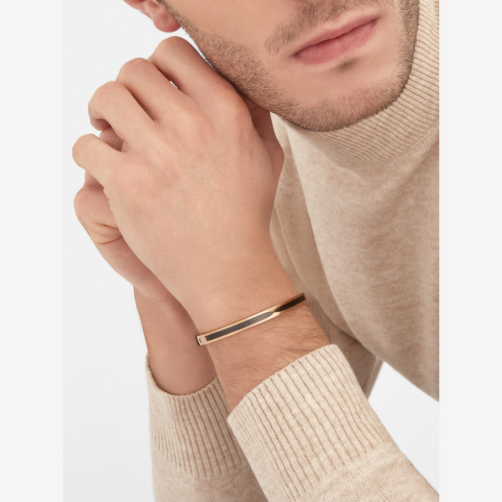 Jewelicorn ZERO 1 Armband aus roségoldenem Keramik mit schwarzer Keramik