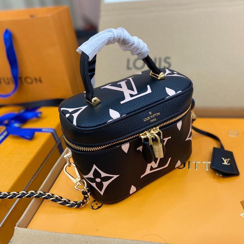 VANITY PM 19 CM SCHWARZ-WEISS MONOGRAMM EMPREINTE LEDER 