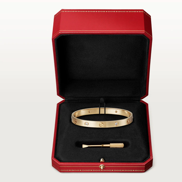 Jewelicorn LOVE Armband, 6,1 mm, 4 Diamanten 