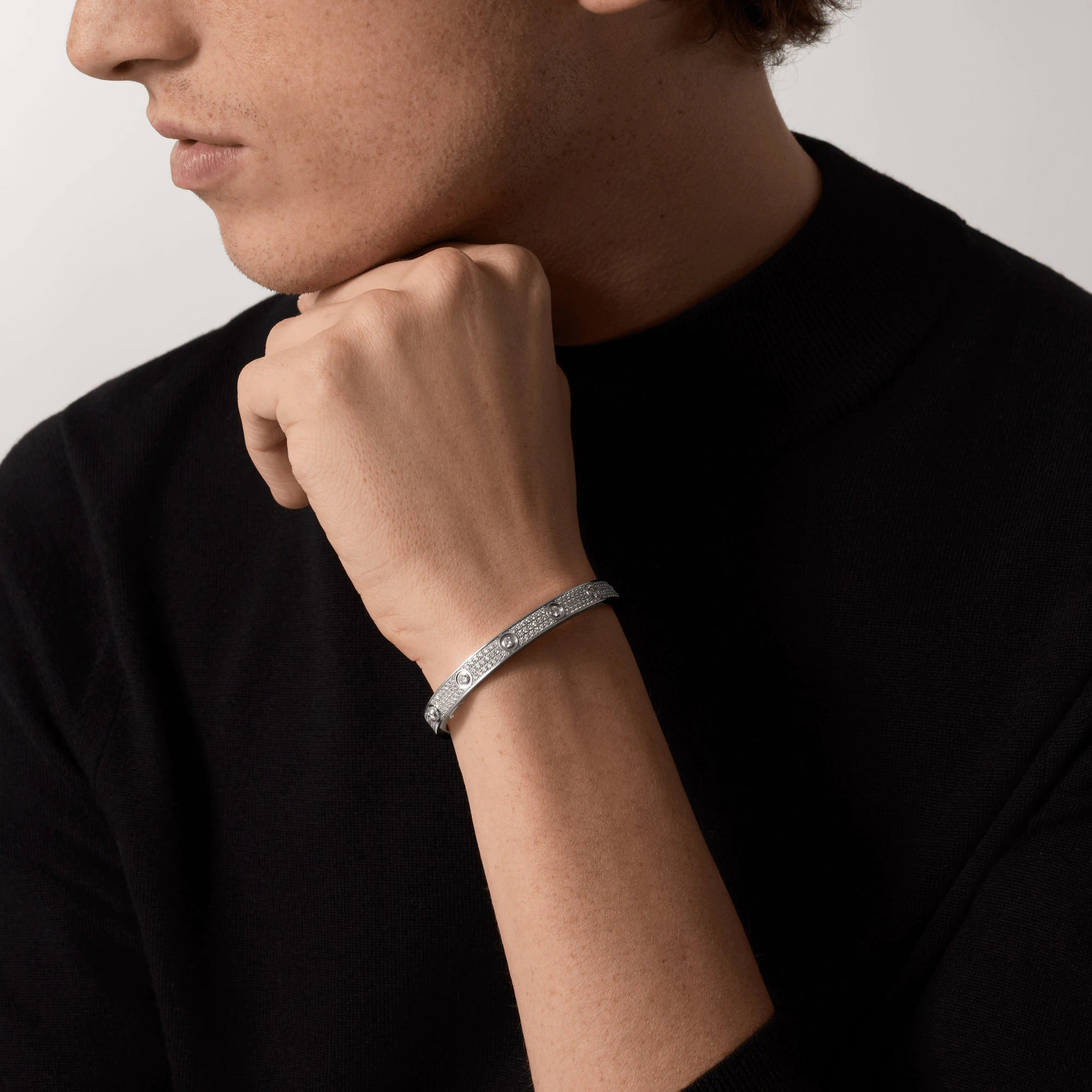 Jewelicorn LOVE Armband, 6,1 mm, diamantbesetzt, 10 große Diamanten