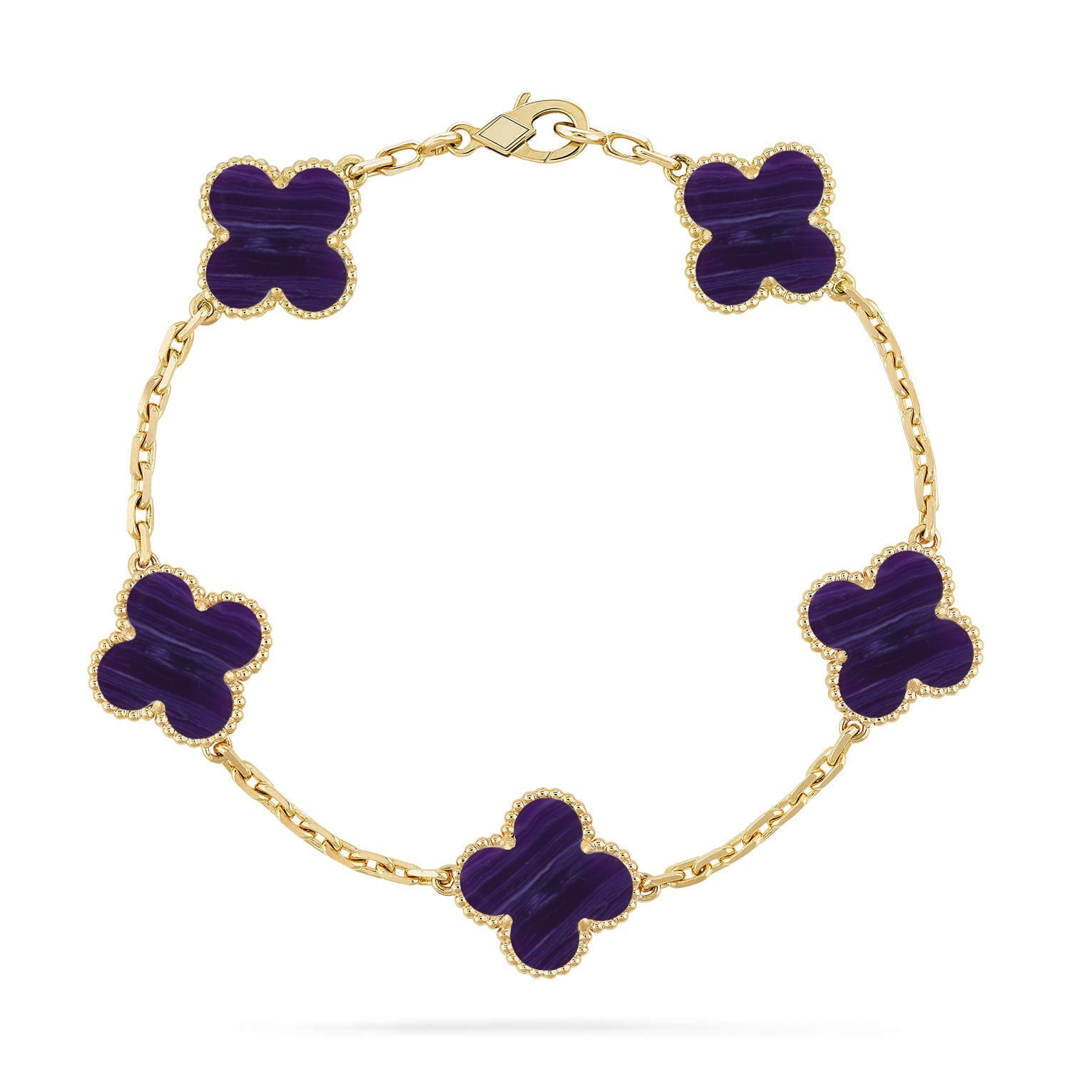[⭐JeweliWhal]CLOVER 5 MOTIF PURPLE STRIPES BRACELET COLLECTION