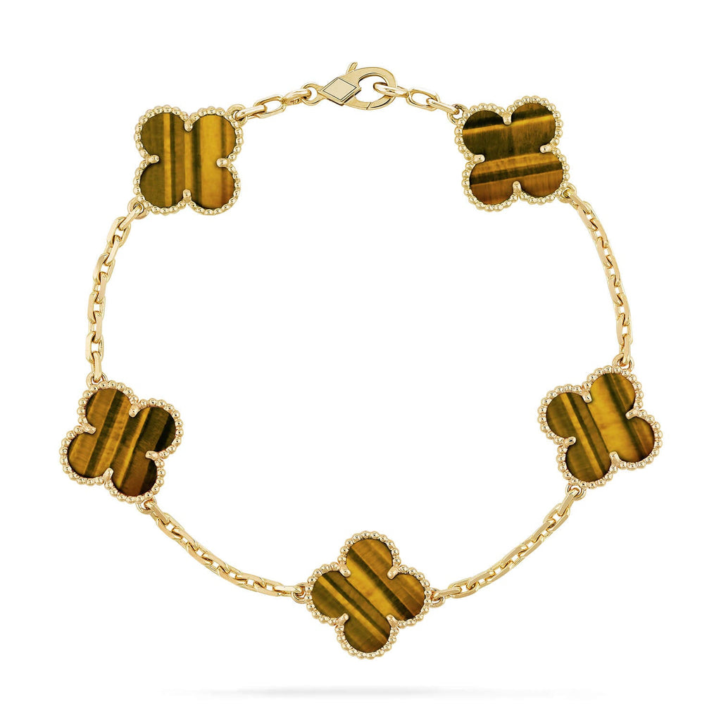 [⭐JeweliWhal] CLOVER 5 MOTIFS TIGER EYE BRACELET COLLECTION